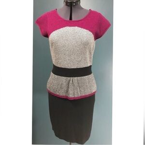 Anthropologie Sparrow Cashmere Wool Serena Sweater Dress black magenta & grey